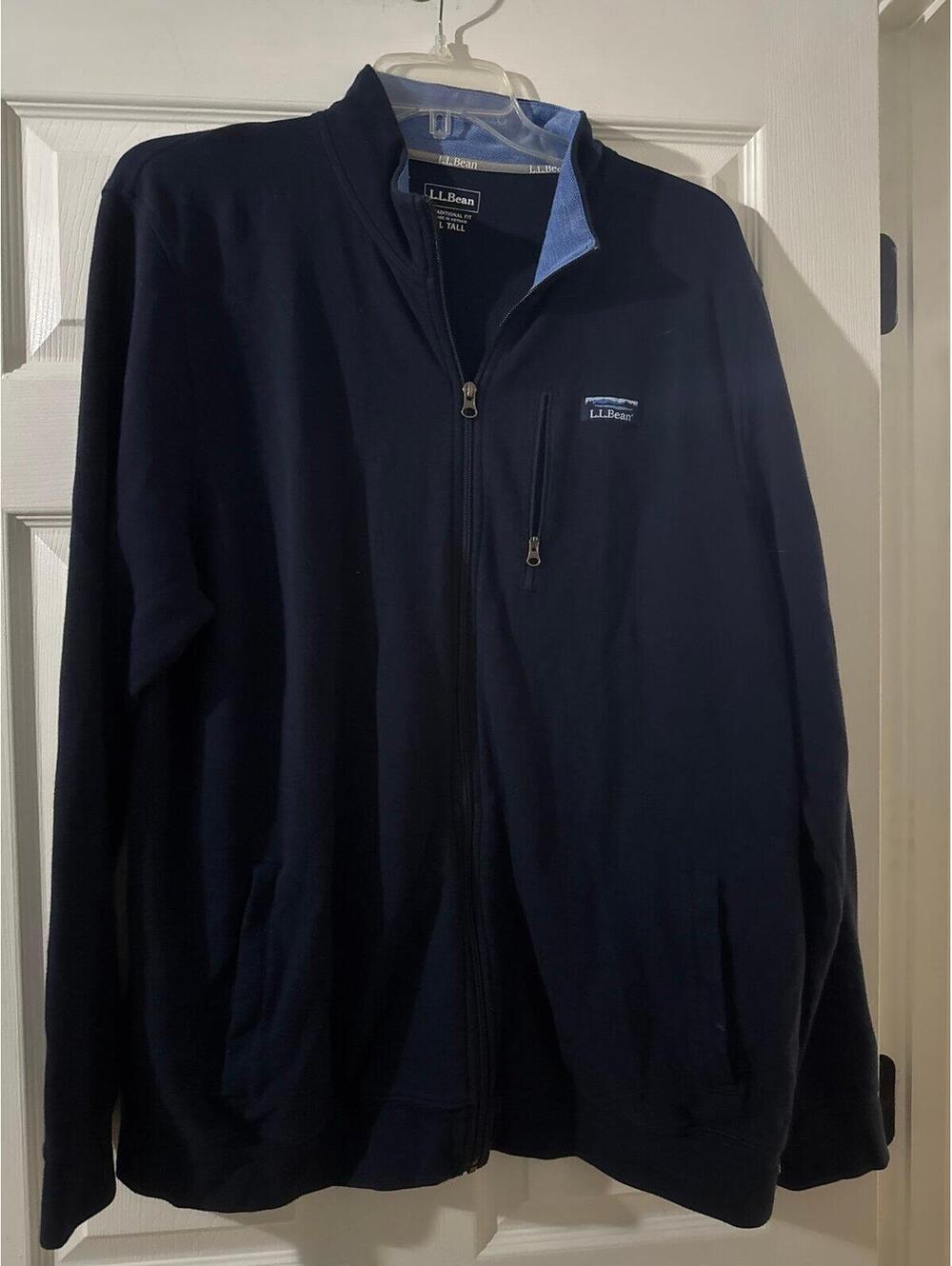 LL Bean Men’s Navy Blue Traditional Fit  Zippered Jacket XL Tall